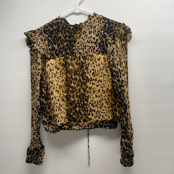 Free people animal print top size M long sleeves - Picture 1 of 5